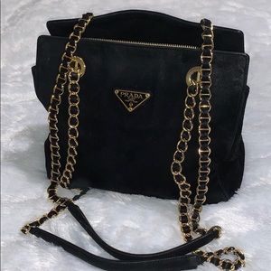 PRADA vintage 90’s Tessuto suede Chain purse